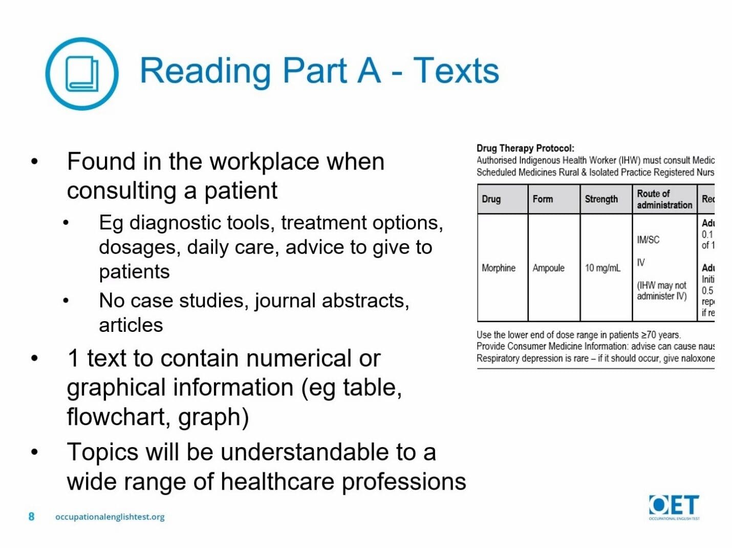 A text-based reading passage about workplace health screening and diagnostic tools.