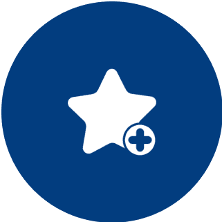 White star with plus sign icon.