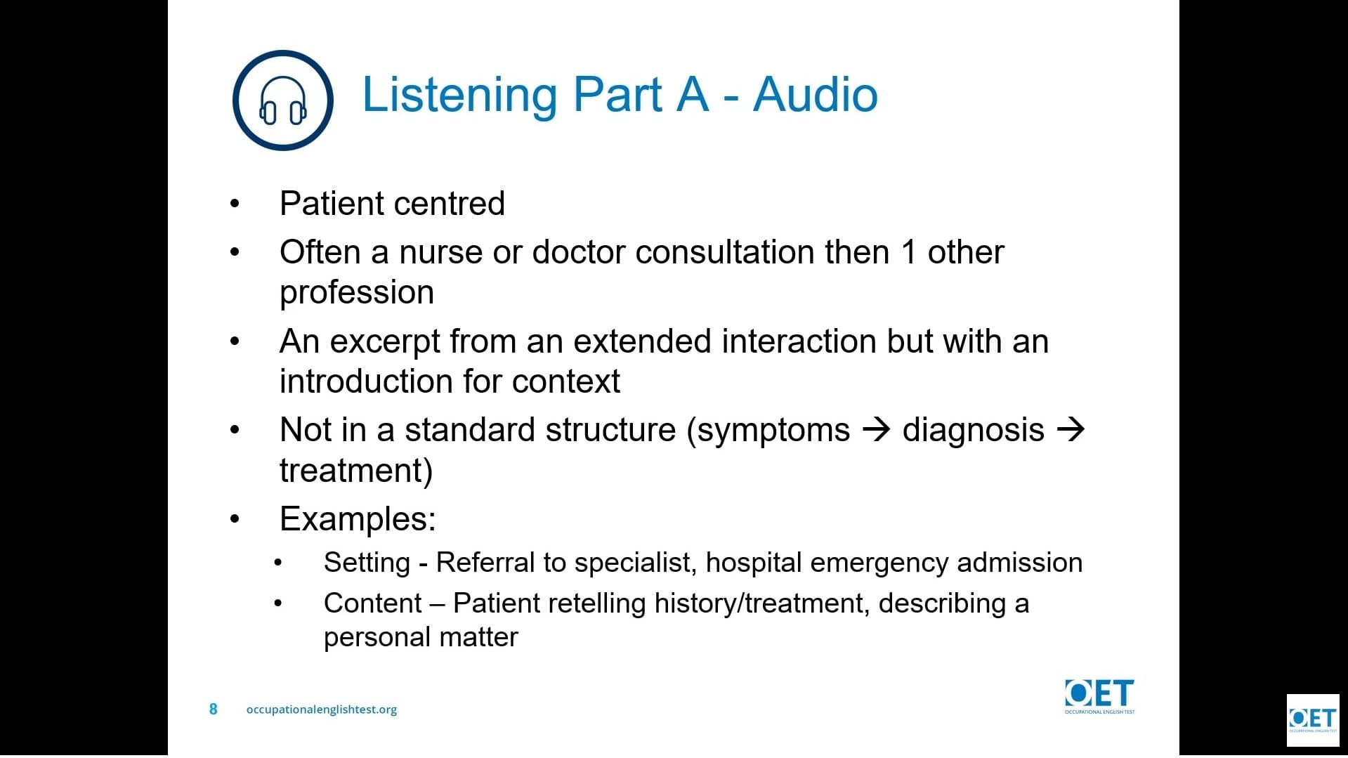 A slide about patient-centered communication in medical consultations.