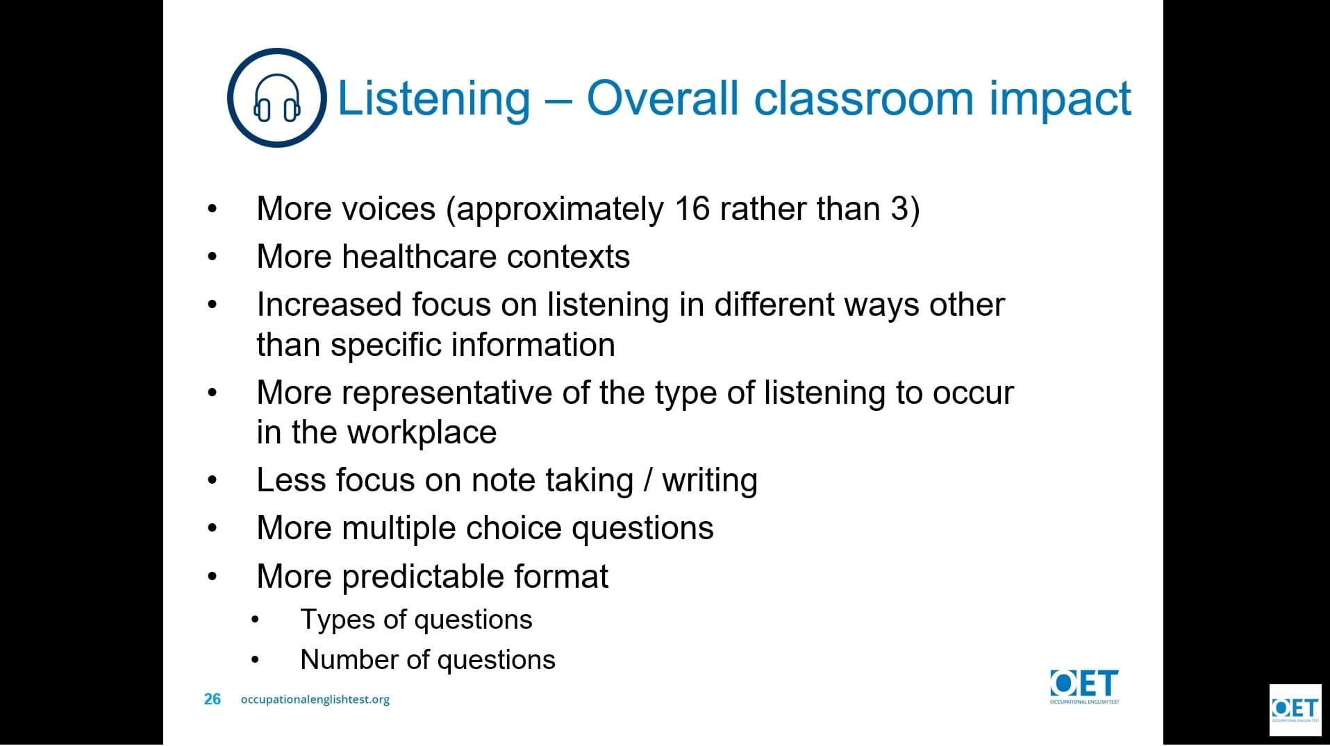 A slide explaining overall classroom listening and voice choices.